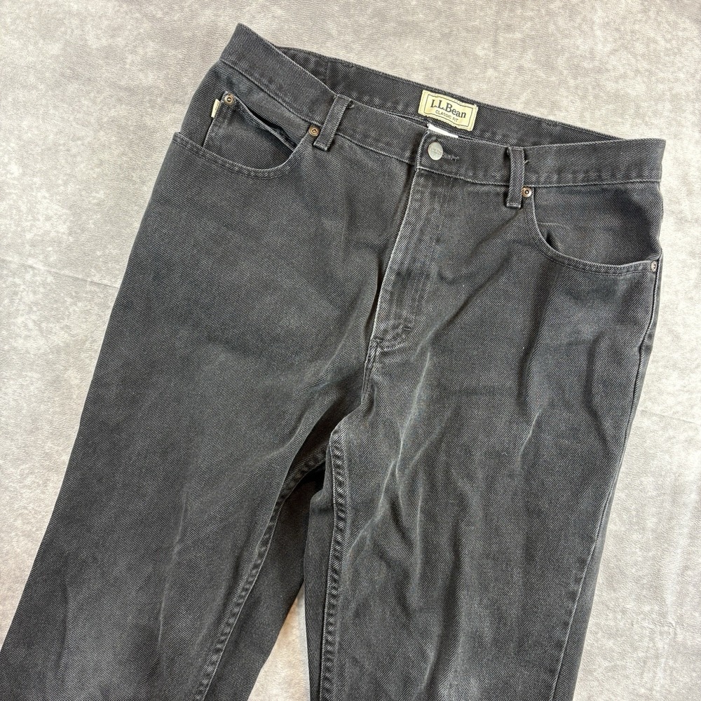 L.L. Bean Jeans Mens 35x30 Black Faded Classic Fit Straight Cotton Denim